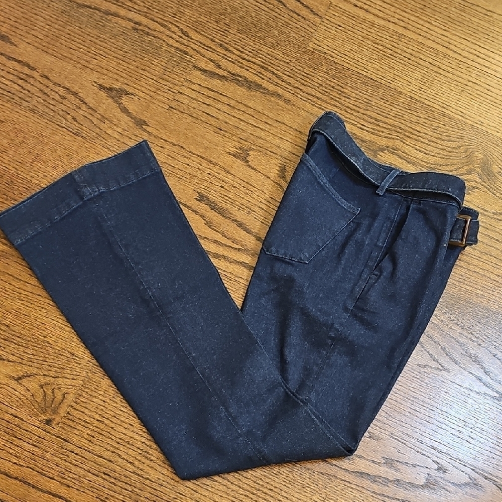 Ann Taylor Navy Flared Trouser Jeans - Picture 9 of 10